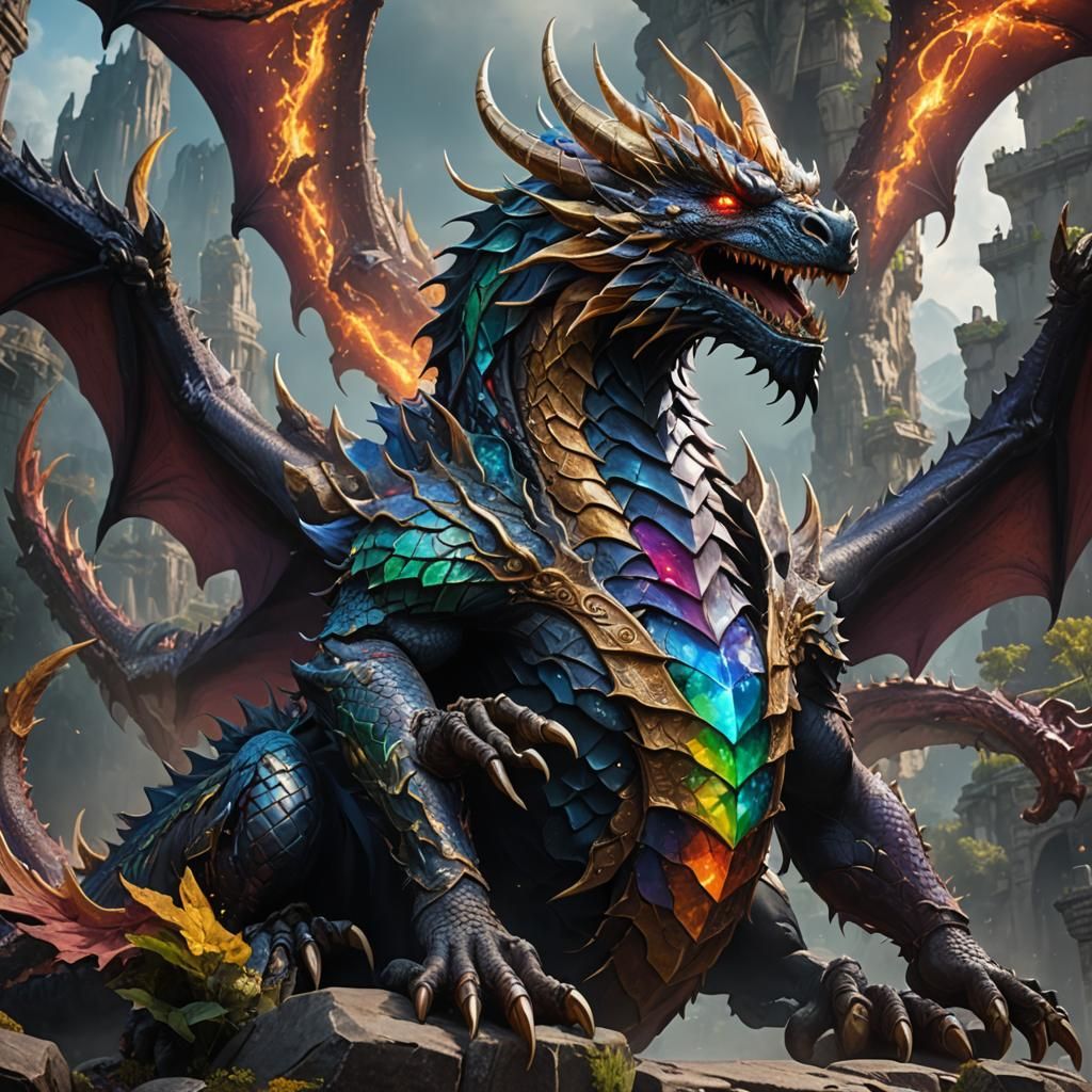 Prismatic Dragon Shaman in Detailed Matte Painting