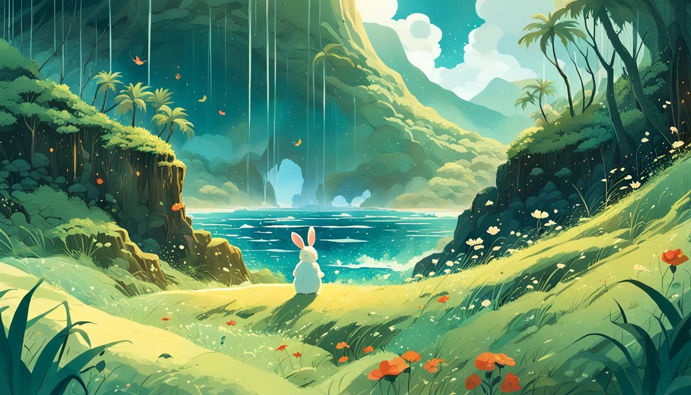 Fluffy Bunny in Hawaiian Lowlands, Manga Art