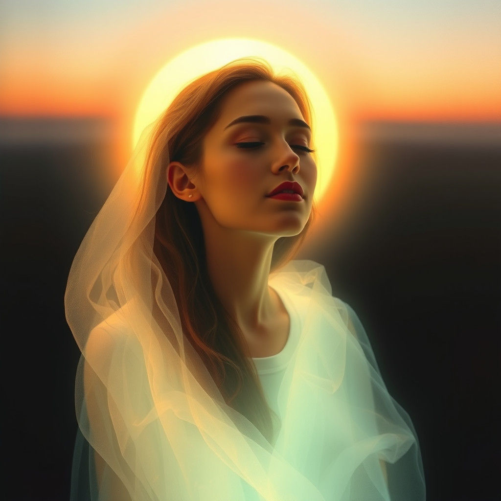 Contemplative Woman in Dreamlike Rothko-Inspired Landscape