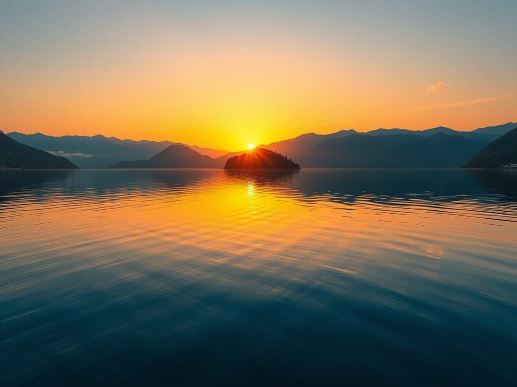 Picturesque Mountain Lake at Serene Sunset