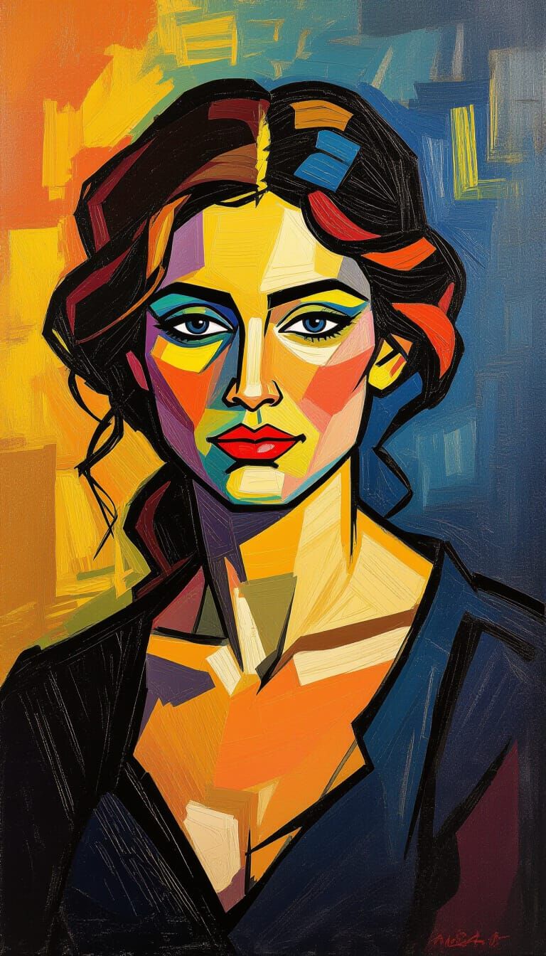 Expressive Portrait of a Woman in Impasto Style