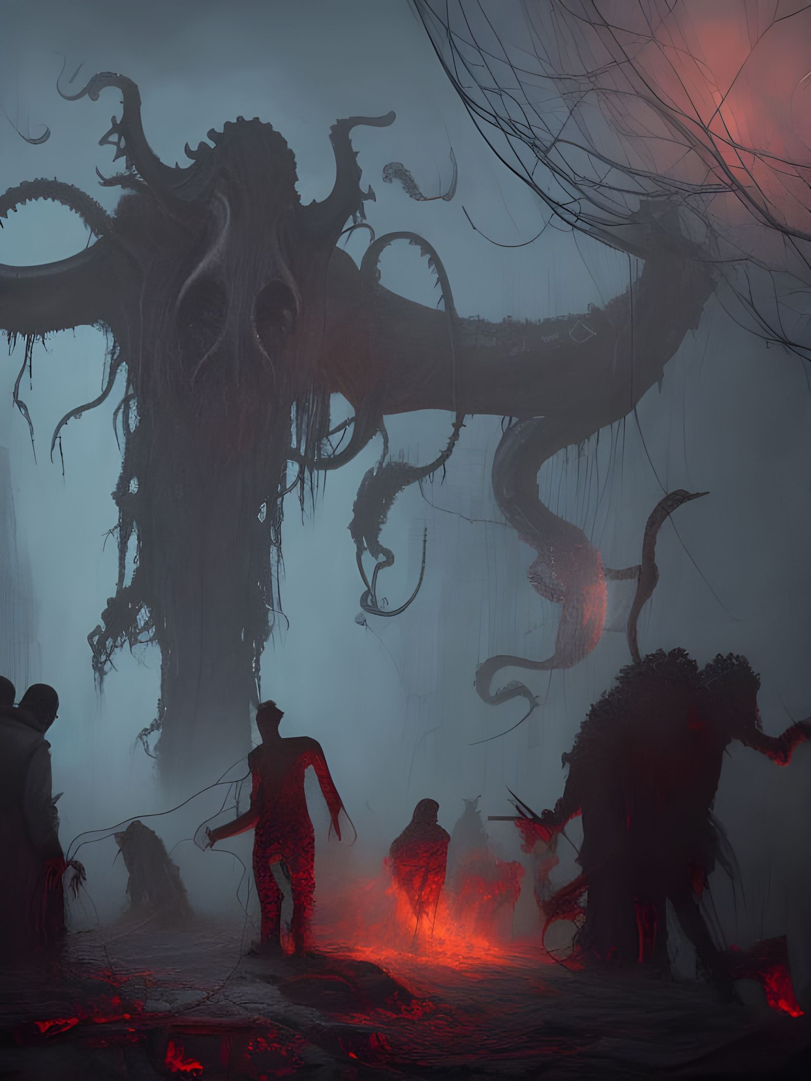 Cthulhu Destroys a Post-Apocalyptic World: Digital Art