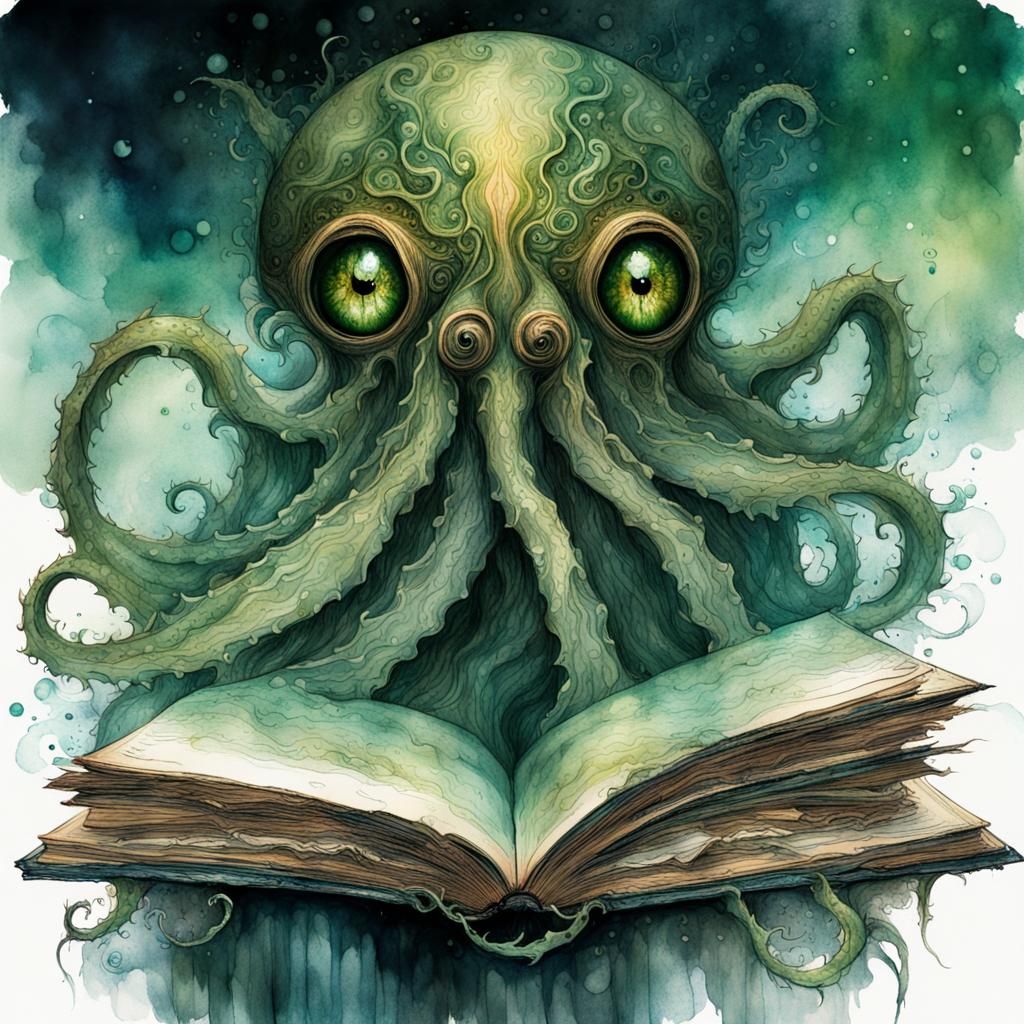 Fairytale Kraken Illustration in Watercolor Style