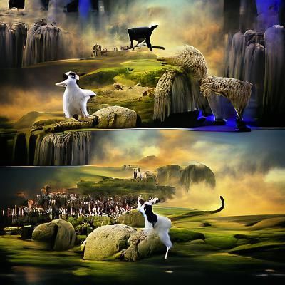 Lamb and Cat Dancing: A Joyful Scene