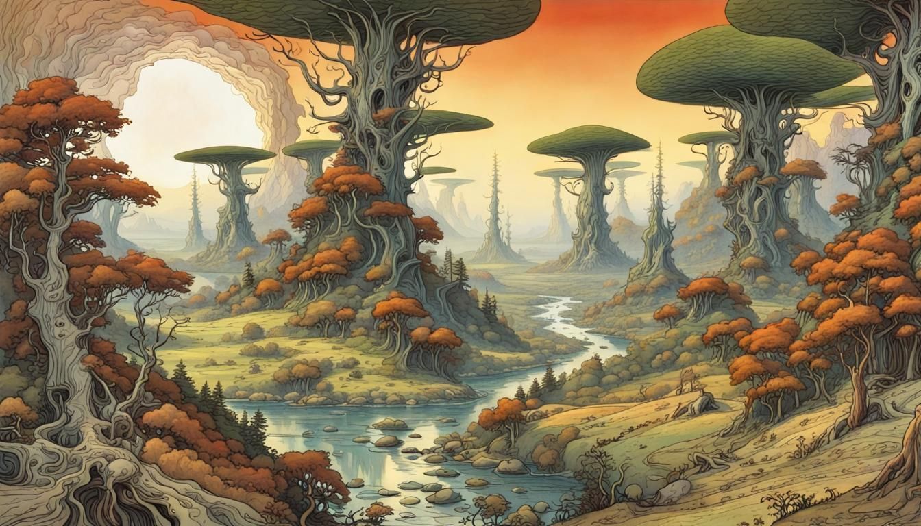 Alien Planet Landscape in Photorealistic Style