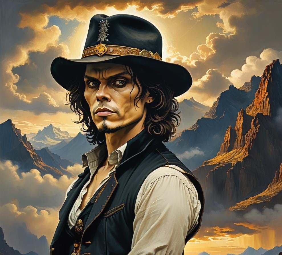 Epic 3D Painting of Man with Cowboy Hat