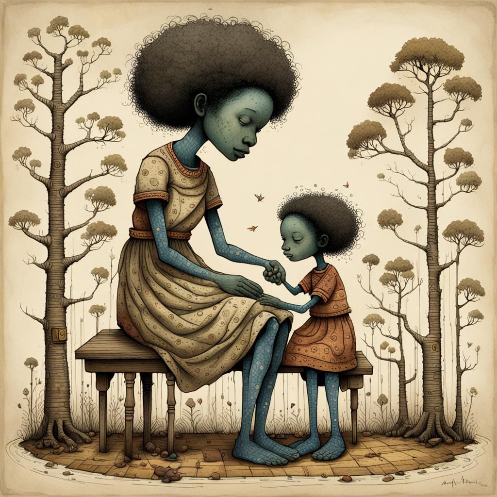 Heartwarming Mother and Child Illustration