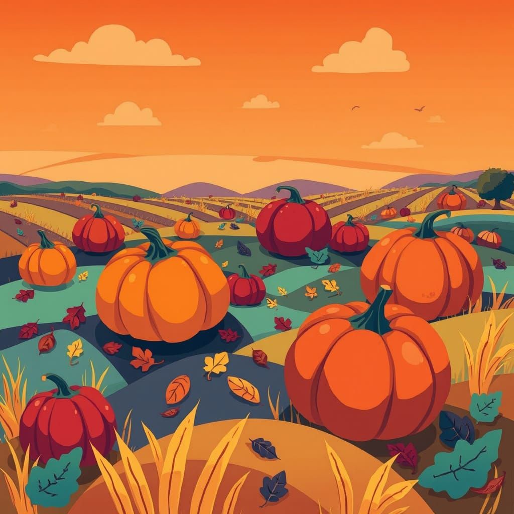 Whimsical Abstract Autumn Harvest in Pendleton Ward Style