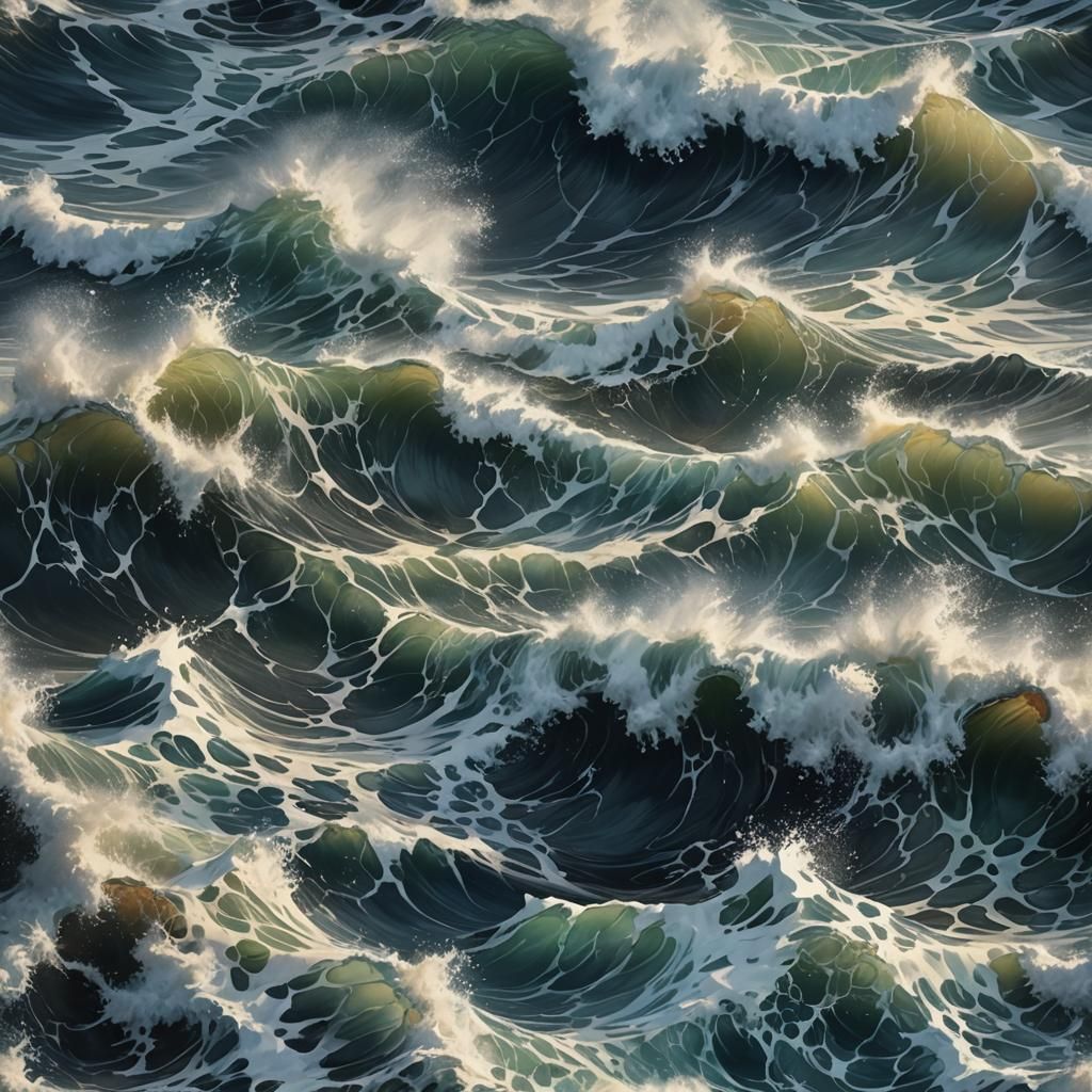Dramatic Waves Erasing Shoreline in Hyperrealistic Splash Ar...