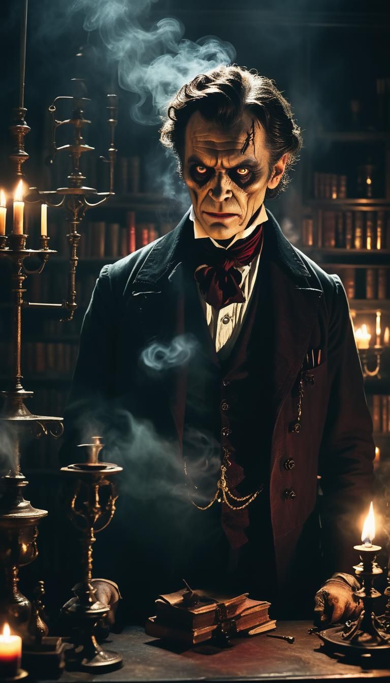 Dr. Jekyll's Dramatic Transformation: Gothic Film Still
