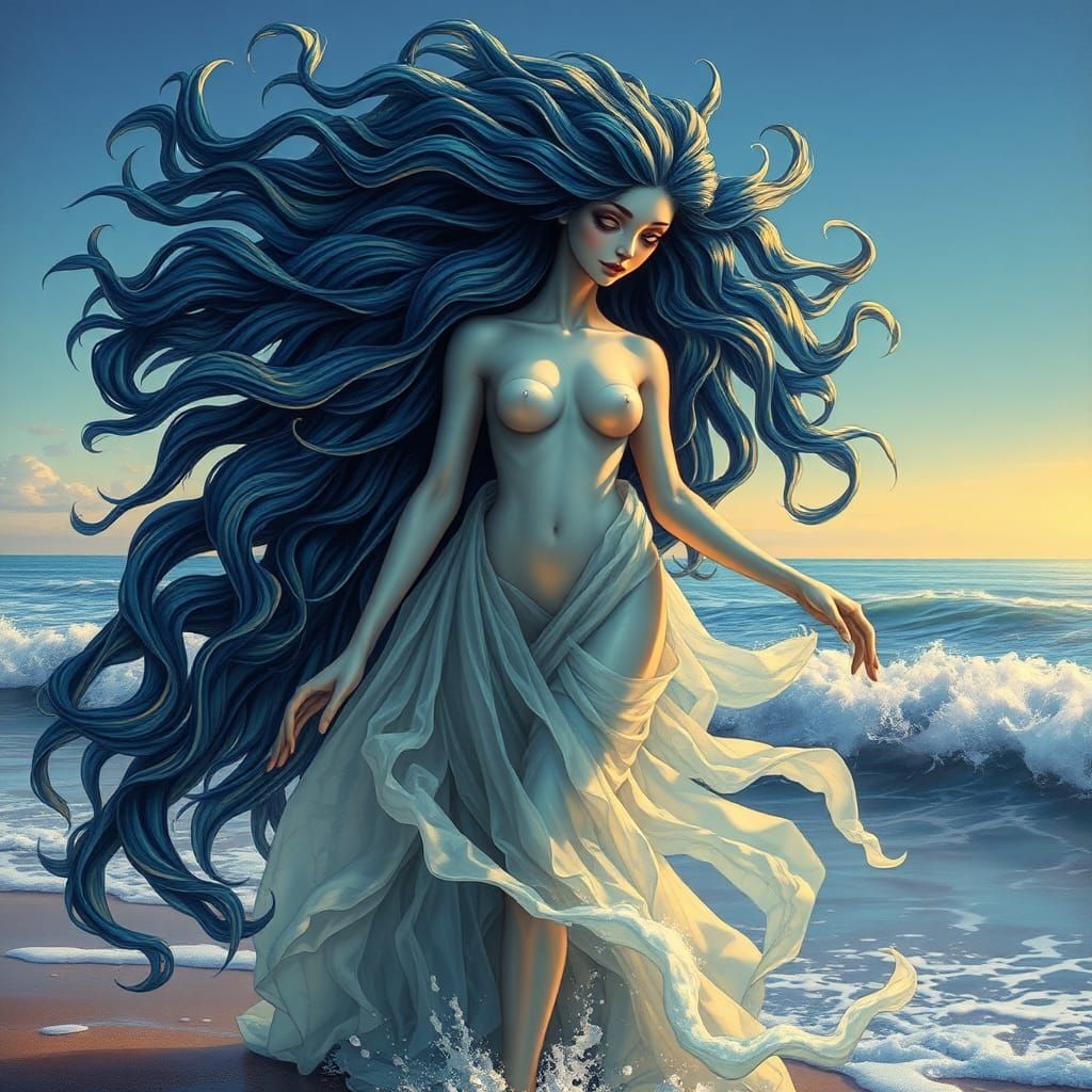 Ethereal Ocean Being in Surrealist Style