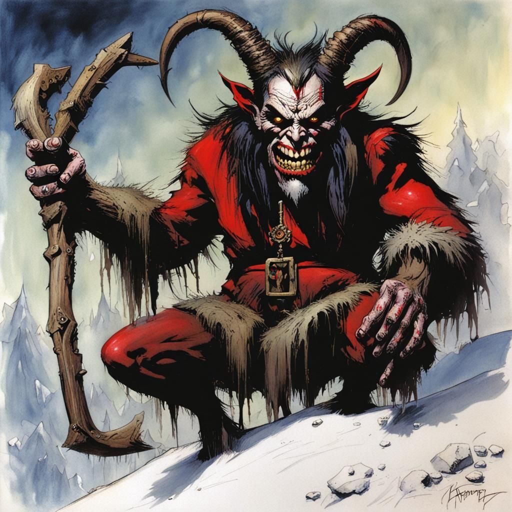 Krampus Illustration in Comic Book Style