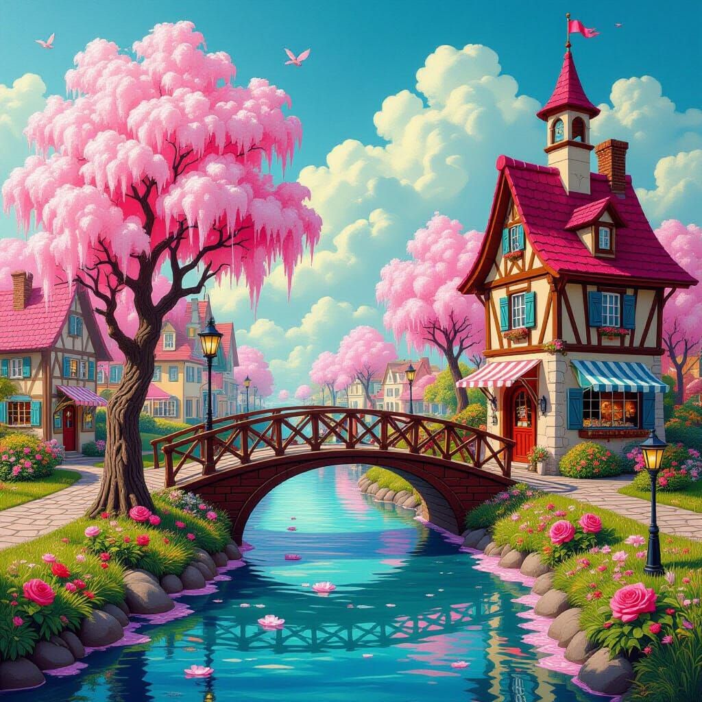 Whimsical Candy Wonderland with Chocolate River