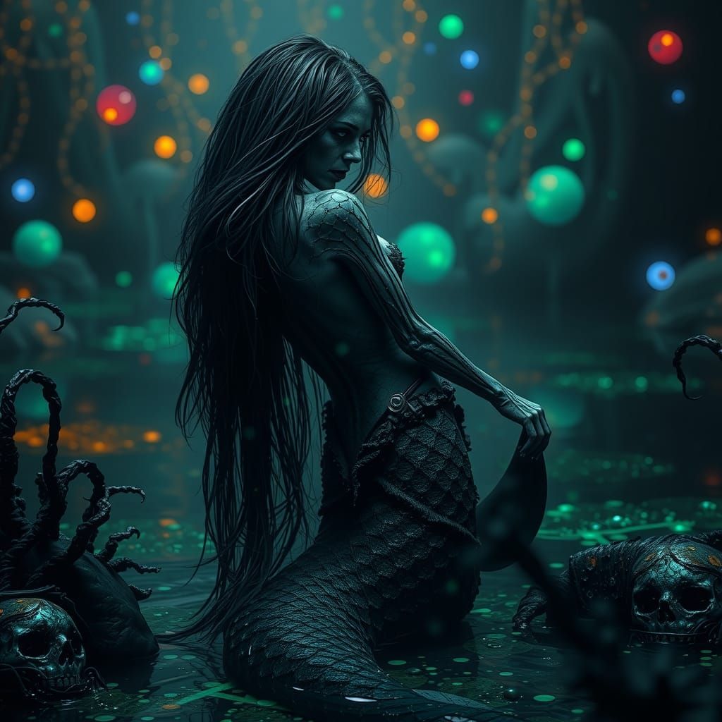 Haunting Undead Mermaid in Black Lagoon Concept Art