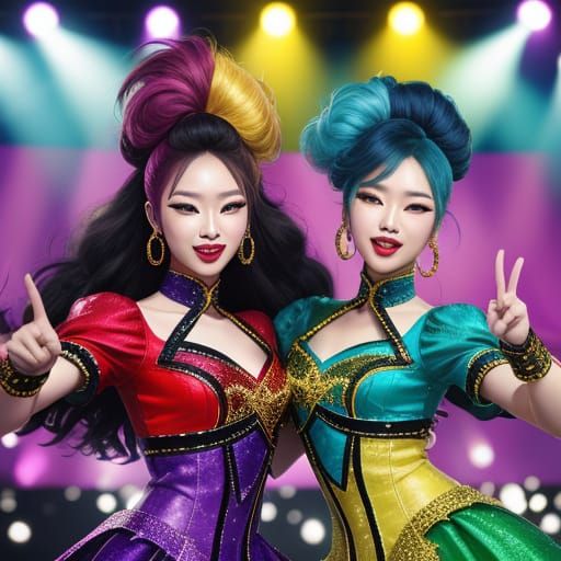 K-Pop Stars Singing and Dancing On Stage