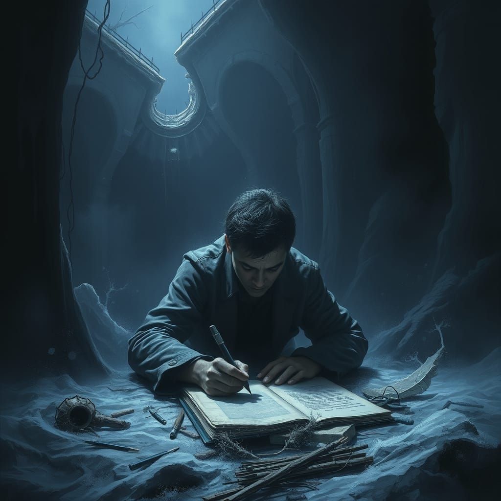 Writer's Block: Eerie Darkness and Ominous Shadows