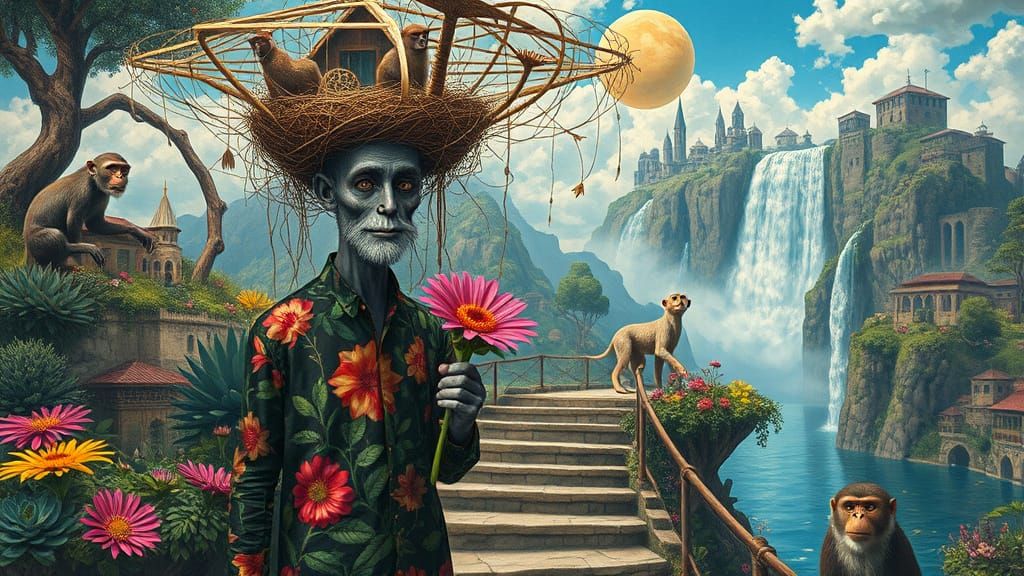 Utopian Water City in Psychedelic Art Style