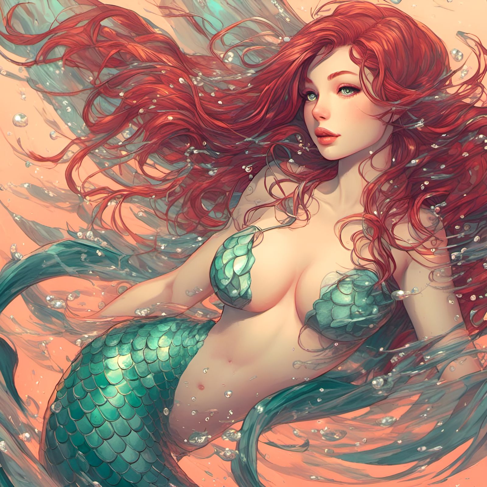 Redhead Mermaid Portrait
