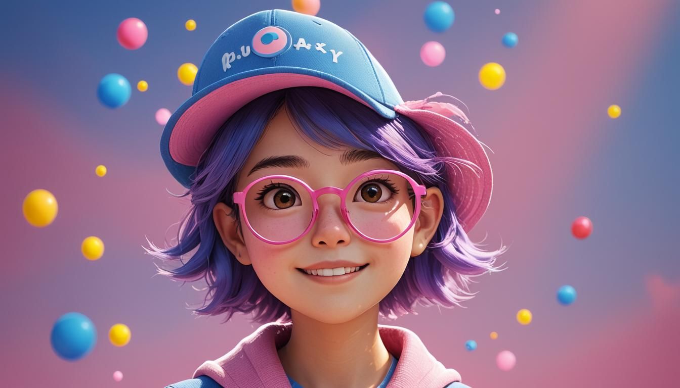 Anime Style Face with Hat and Glasses