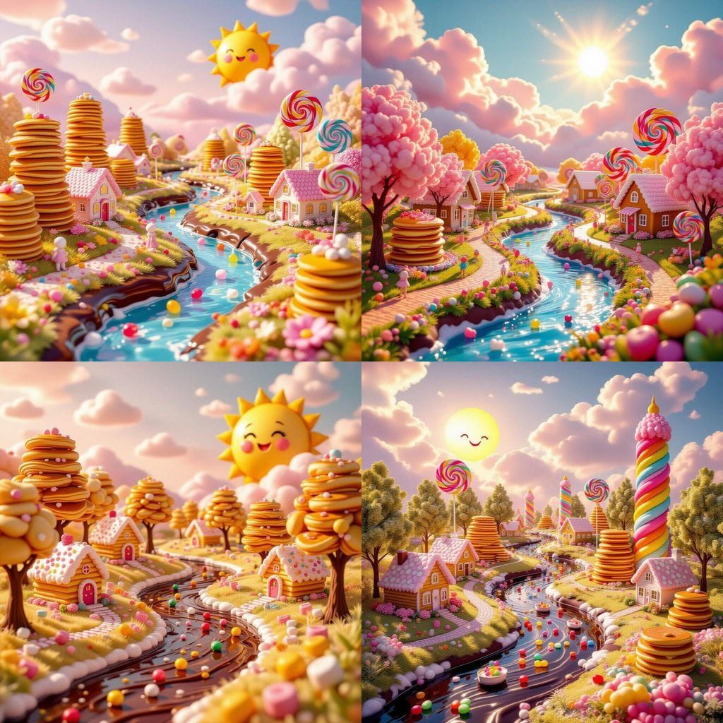Magical Candy Land: Chocolate Rivers and Pancake Trees