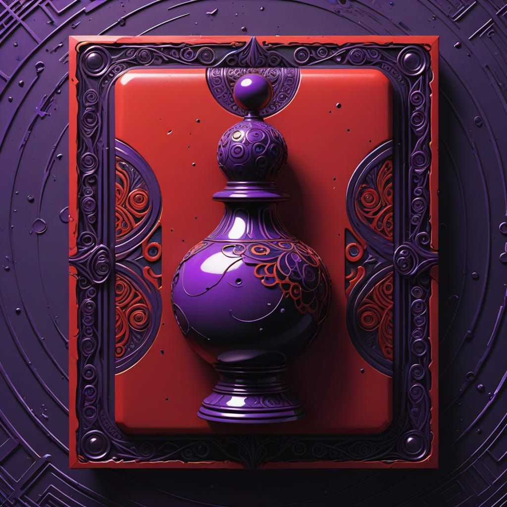 Surreal Abstract Art with Metallic Accents and Gradient Back...