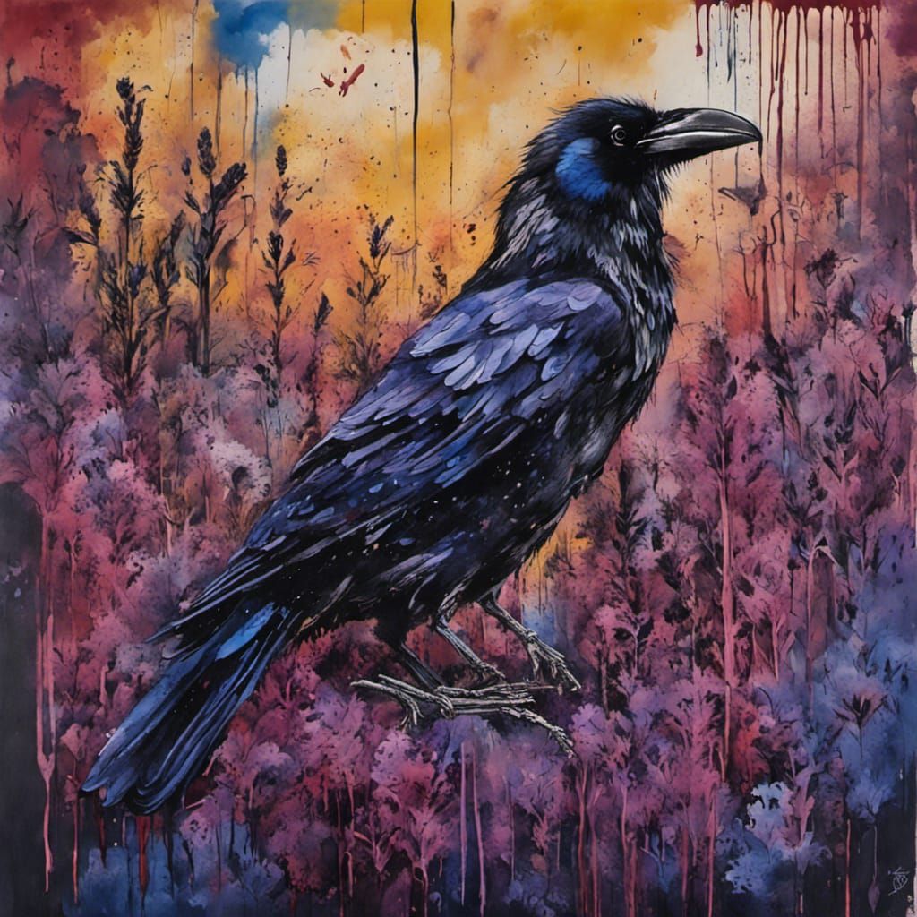 Creepy Scarecrow in Wheat Field with Ravens