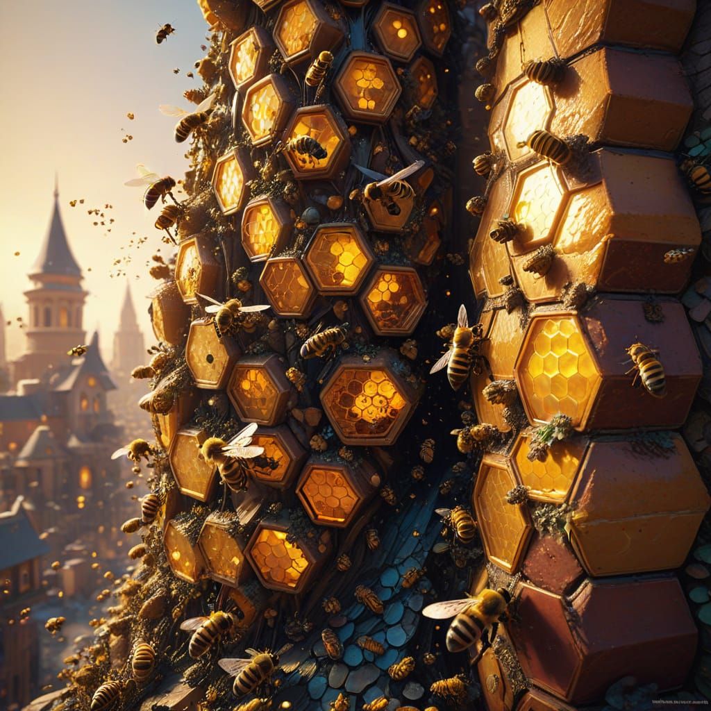 Vibrant Bees' Honeycomb Metropolis