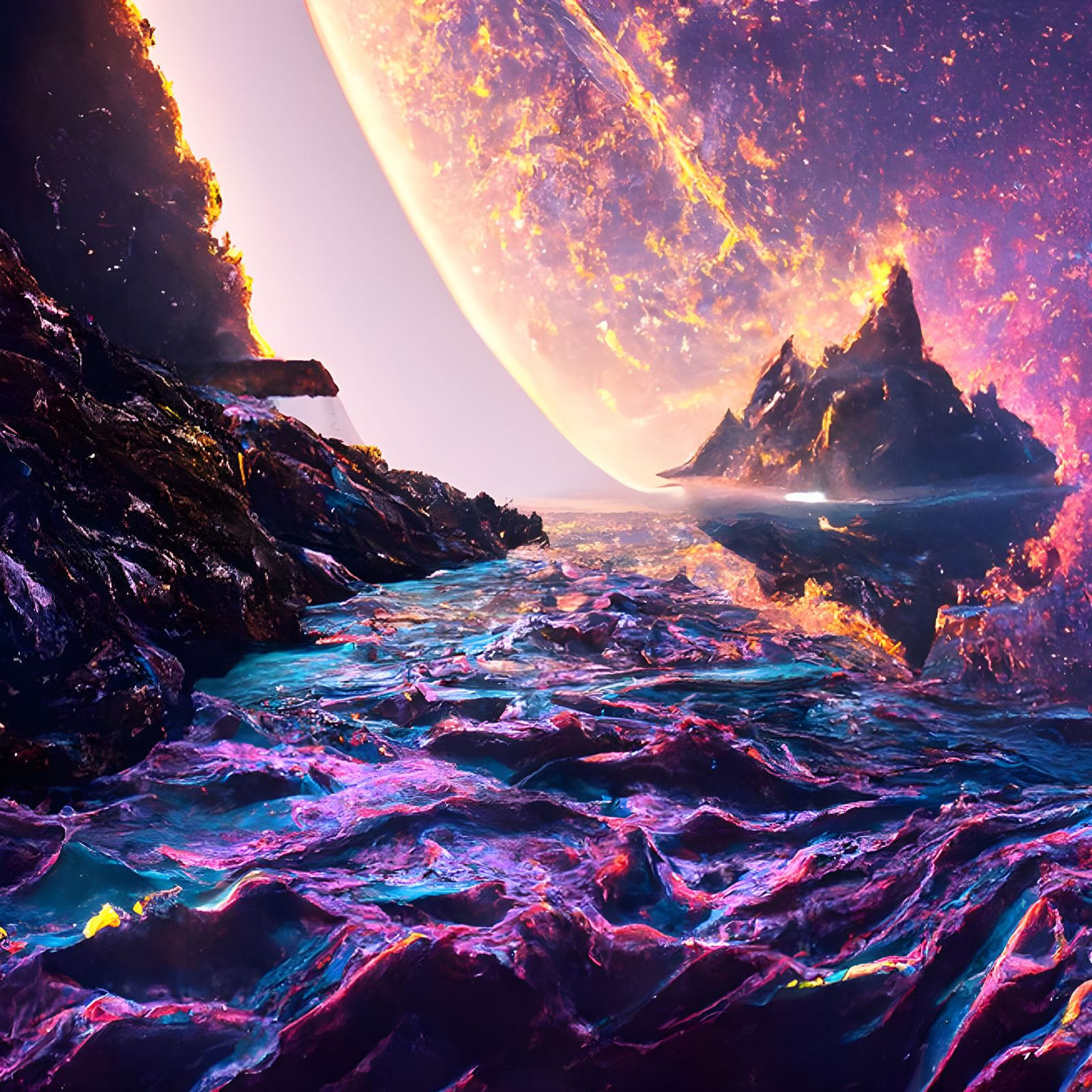 Hyperrealistic Entangled Landscape in Detailed Matte Paintin...