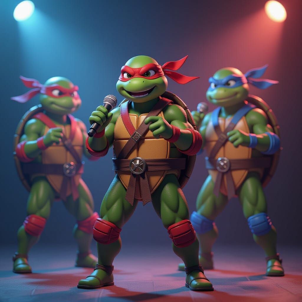 Teenage Mutant Ninja Turtles Sing Karaoke: 3D Anime Art