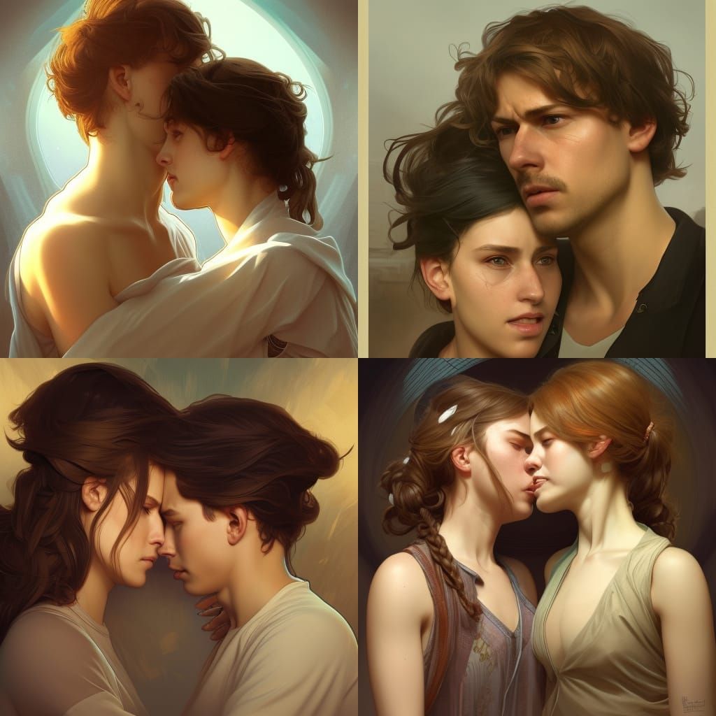 Loving Siblings Portrait in Hyperdetailed Digital Art