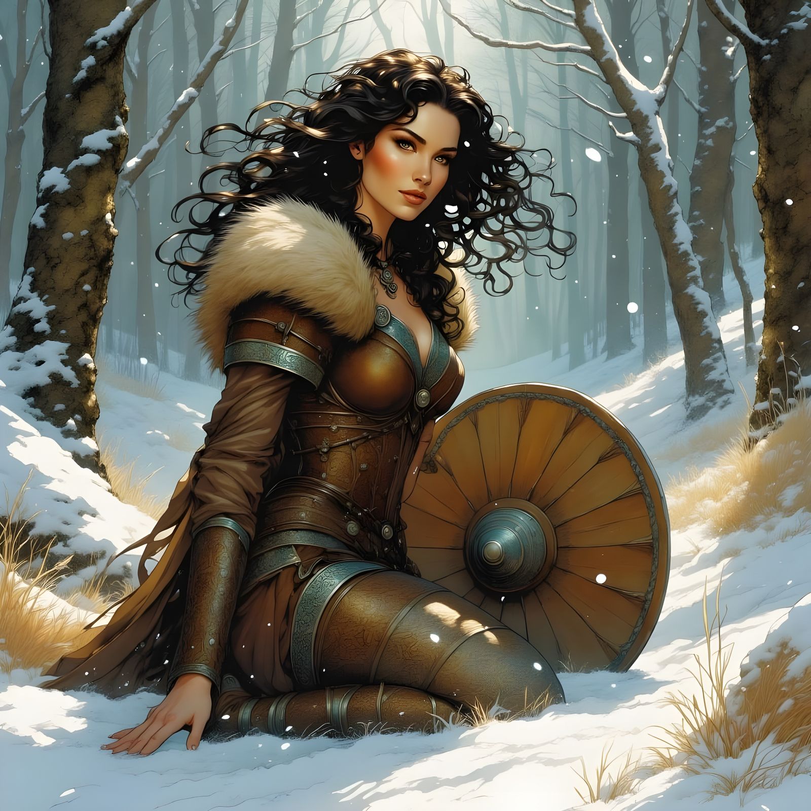Norse Goddess in Winter Storm