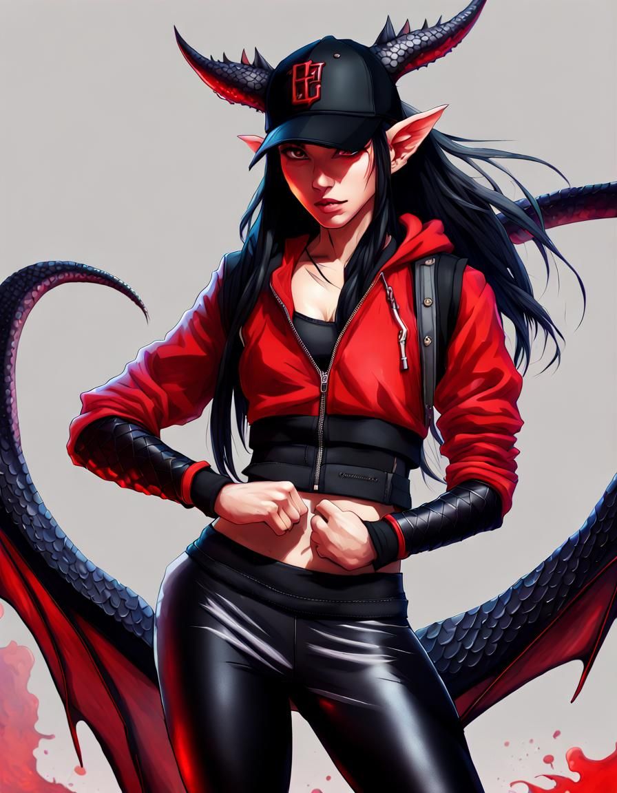 Hyperrealistic Dragon Warrior with Black Gauntlets