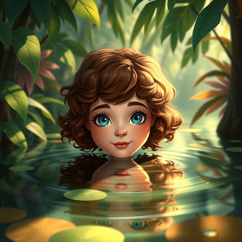 Jungle Goddess in Serene Pond