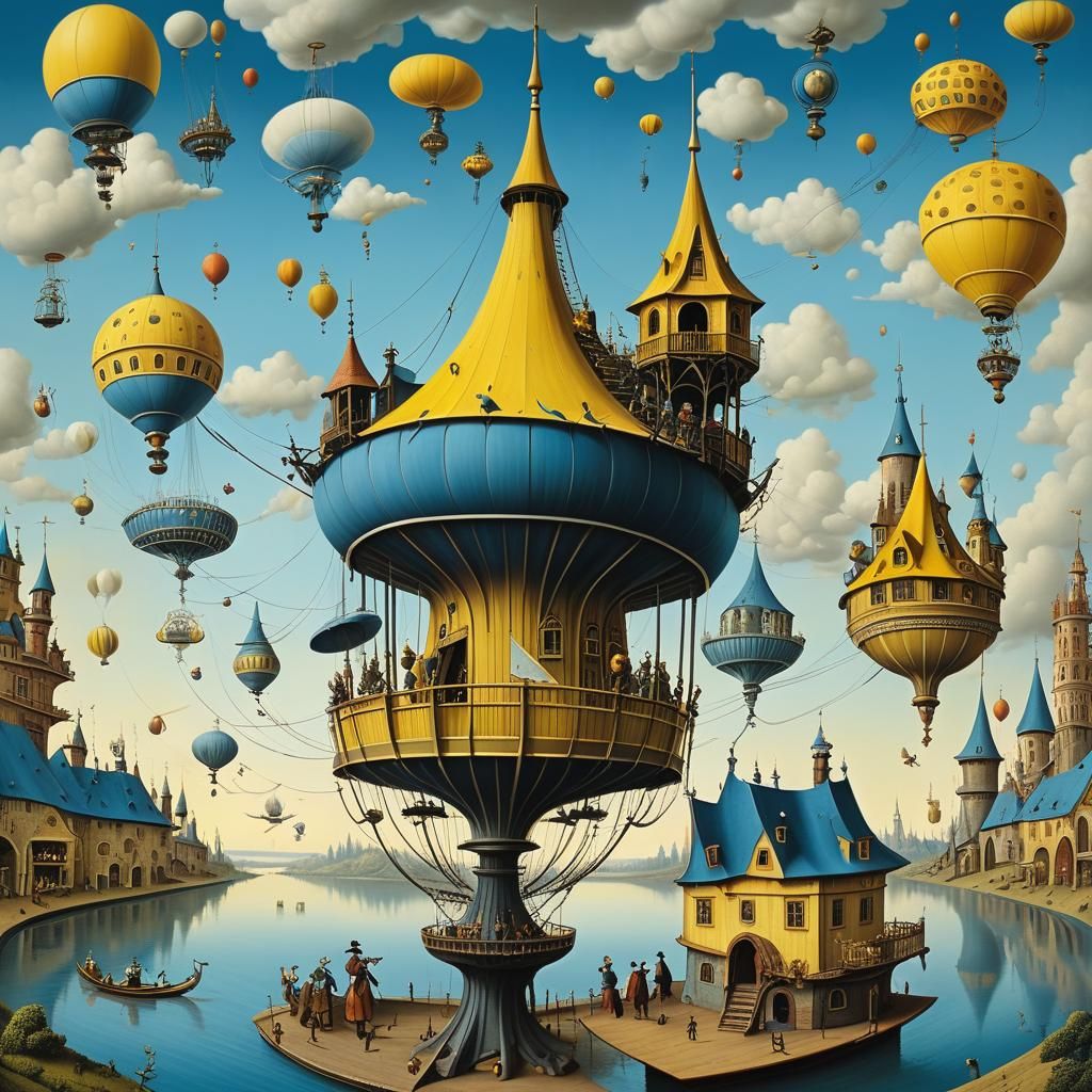 Surreal Carousel in Bosch Style Matte Painting
