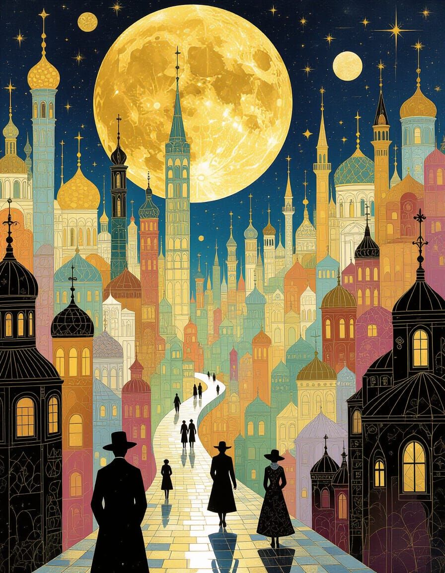 Luminous Cityscape Art in Surreal Sci-Fi Style