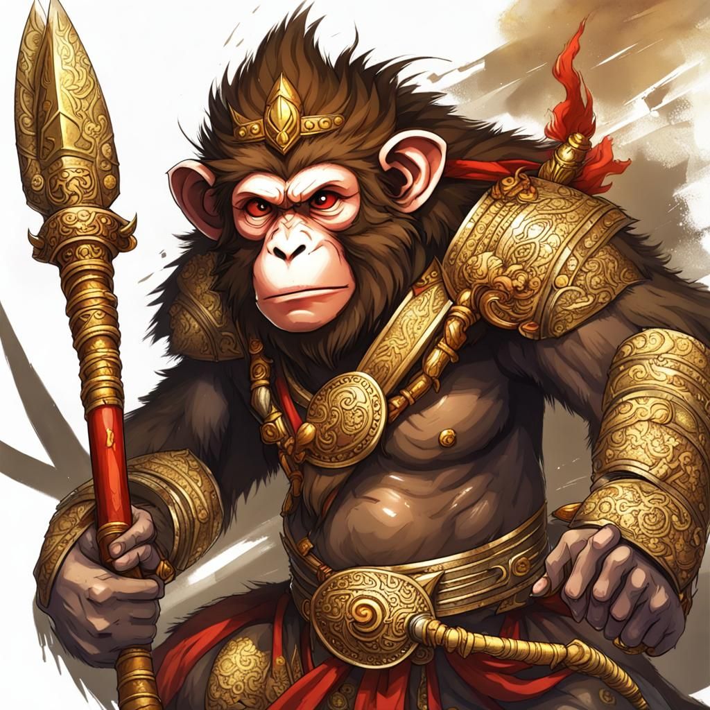 Monkey God Wields Spear in Epic Battle