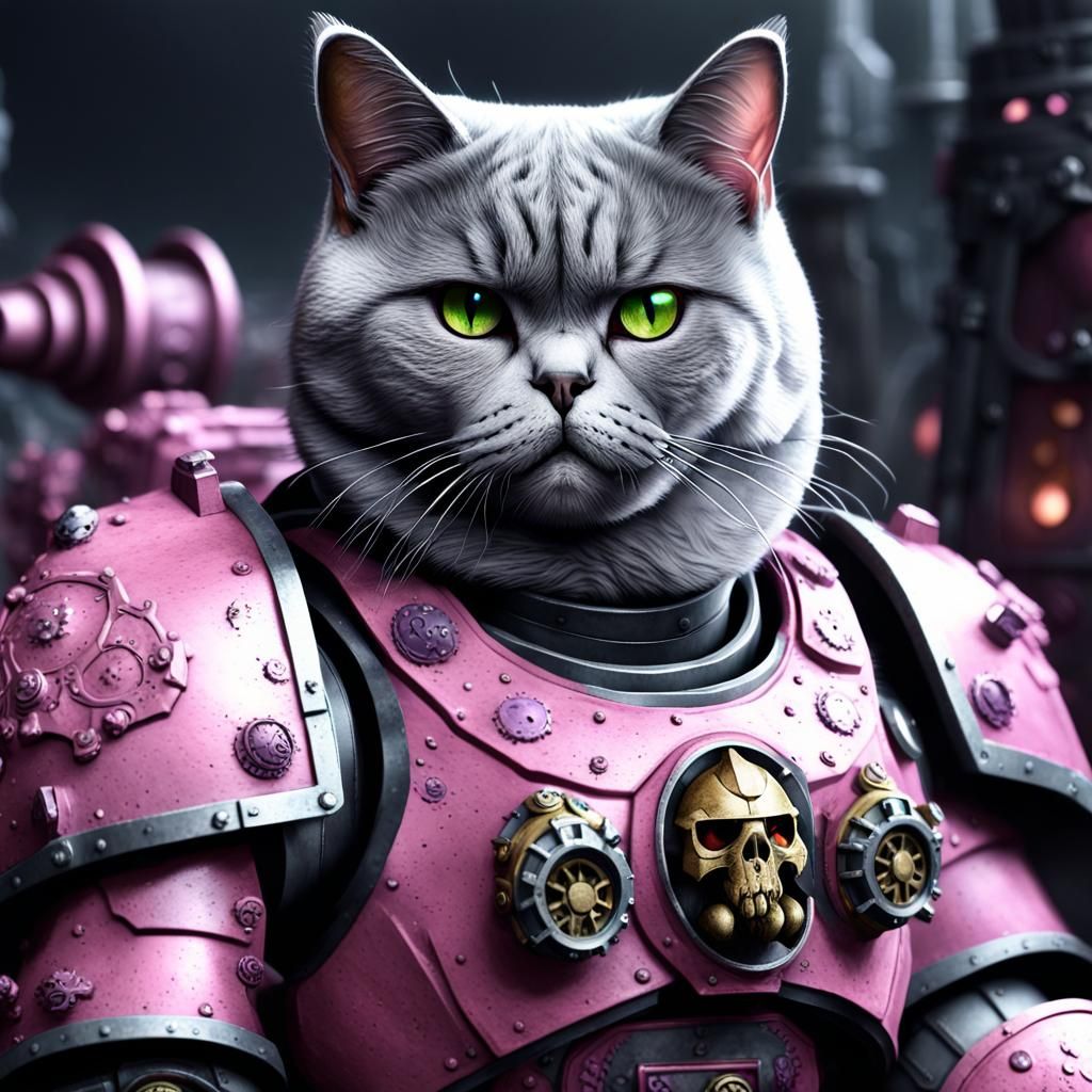 Cat in pink power armor