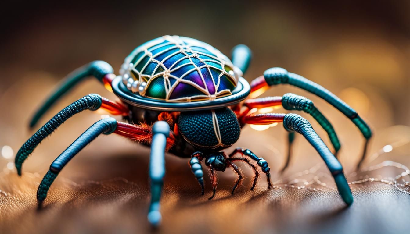 Bejeweled Lace Spider Captures Scarab Beetle