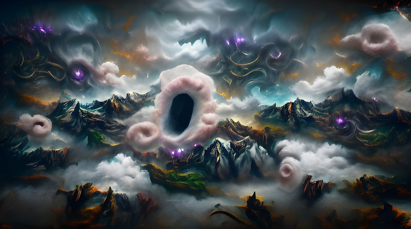 Eldritch Portal on Mountaintop: Digital Art
