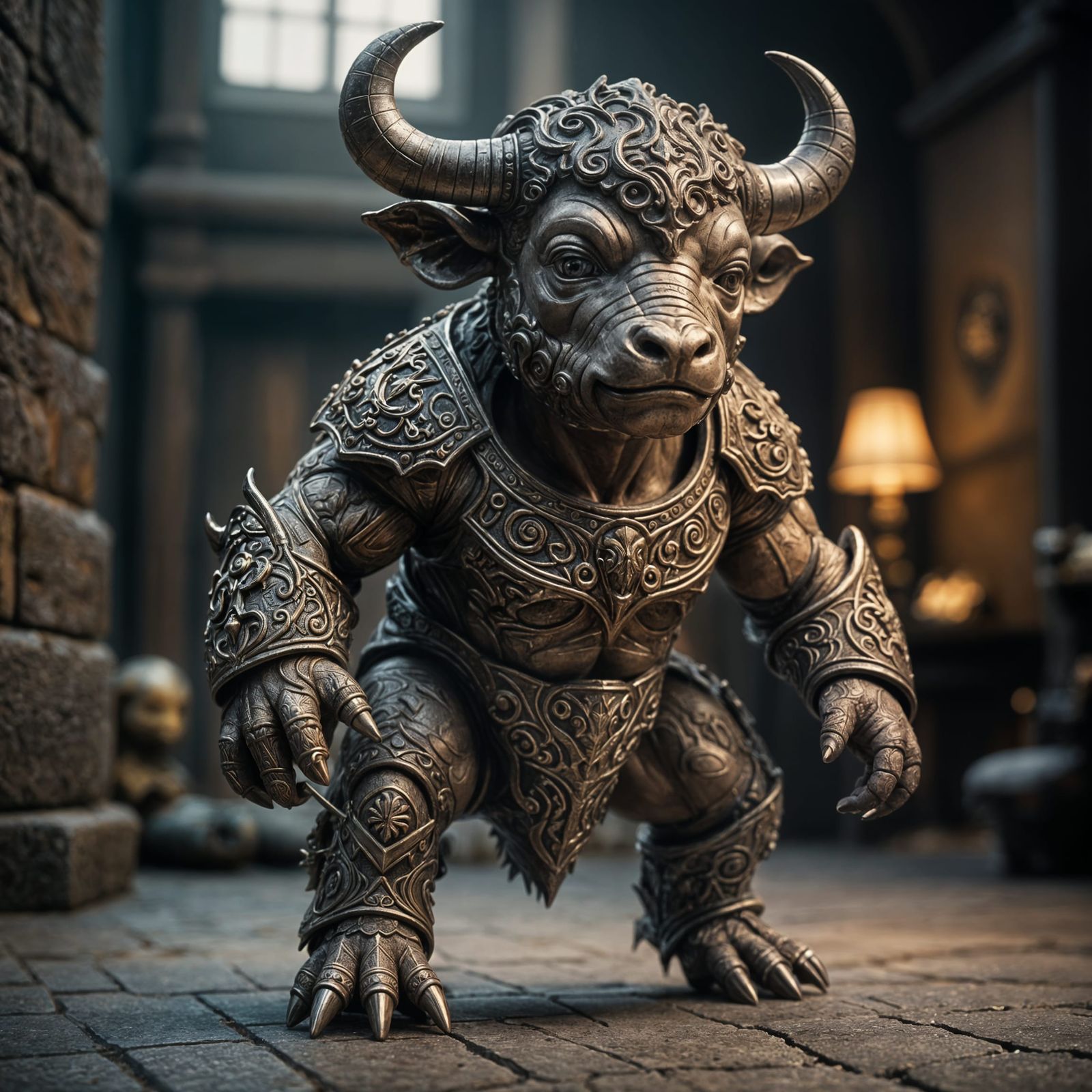 Hyperrealistic Baby Minotaur in High Definition