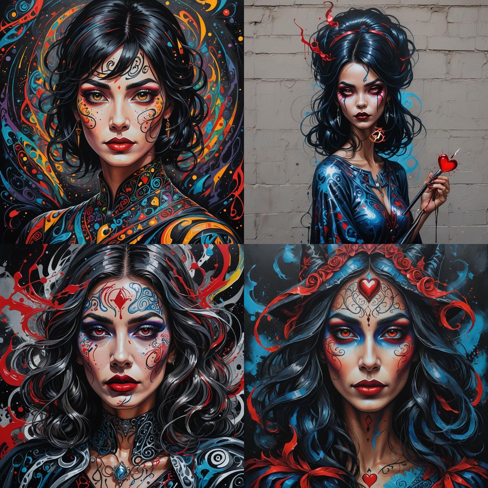 Mystical Latin Witch with Enigmatic Aura in Graffiti Art