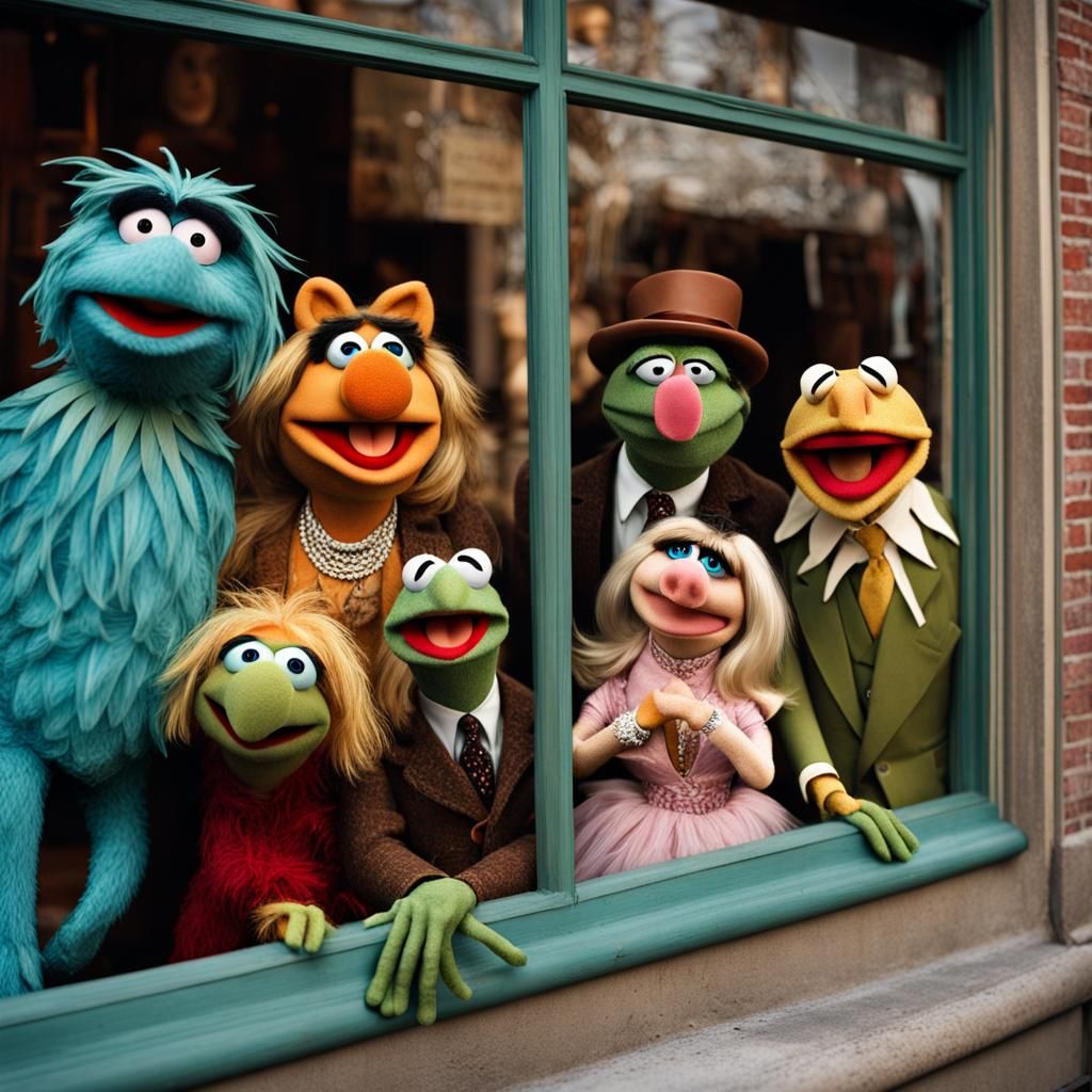 Muppet Show Characters in Store Window Display