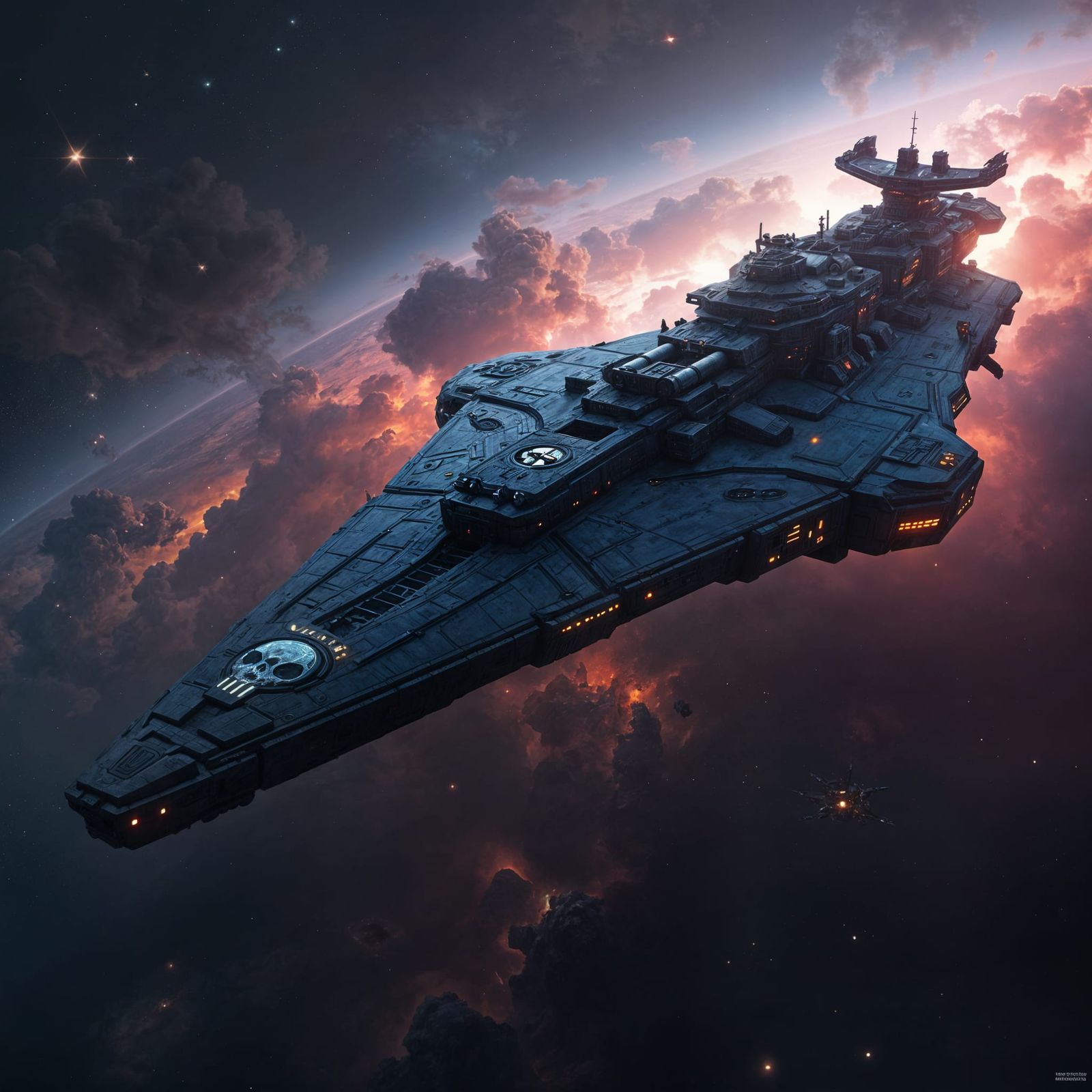 Epic Fantasy Space Cruiser in Galactic Battle