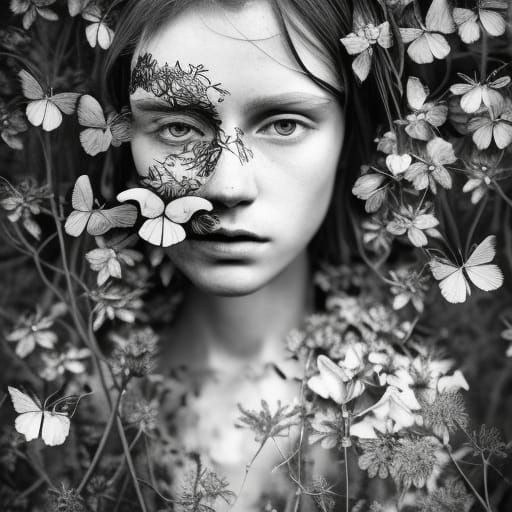 Hidden Cabin in Woods, Fantasy Black and White Drawing