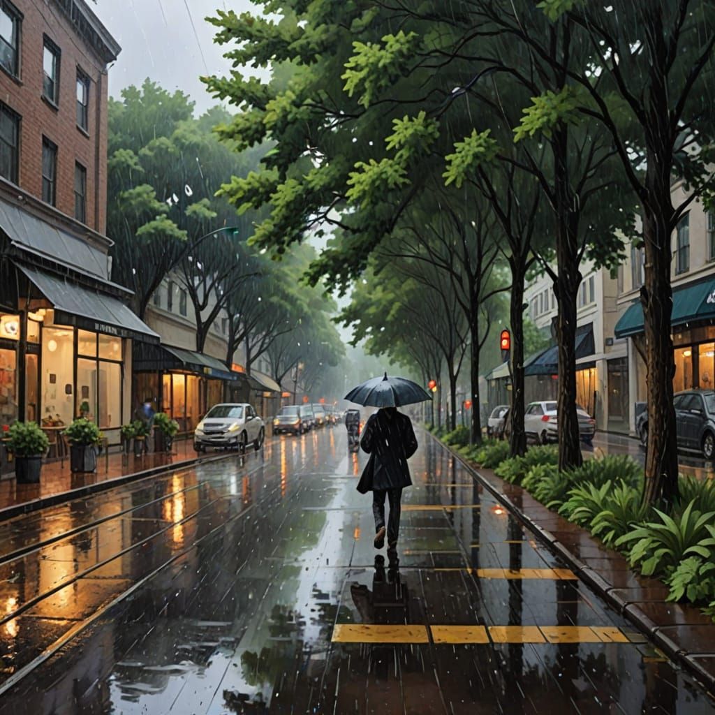 Impressionistic Image of Summer Rain