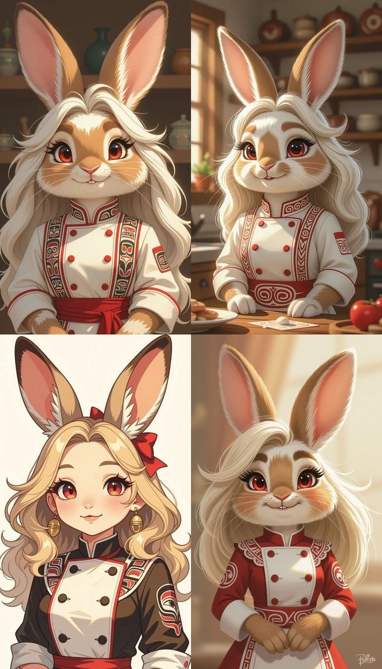 Anthropomorphic Rabbit Chef with Haida Motifs
