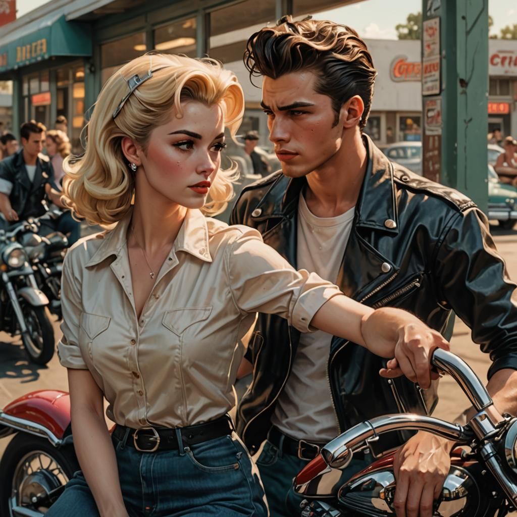 Greasers at a 1950's American Diner