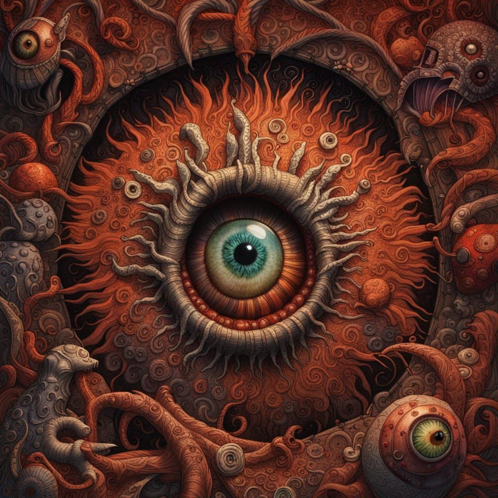 Detailed Magic Eyeball in Dark Gothic Style