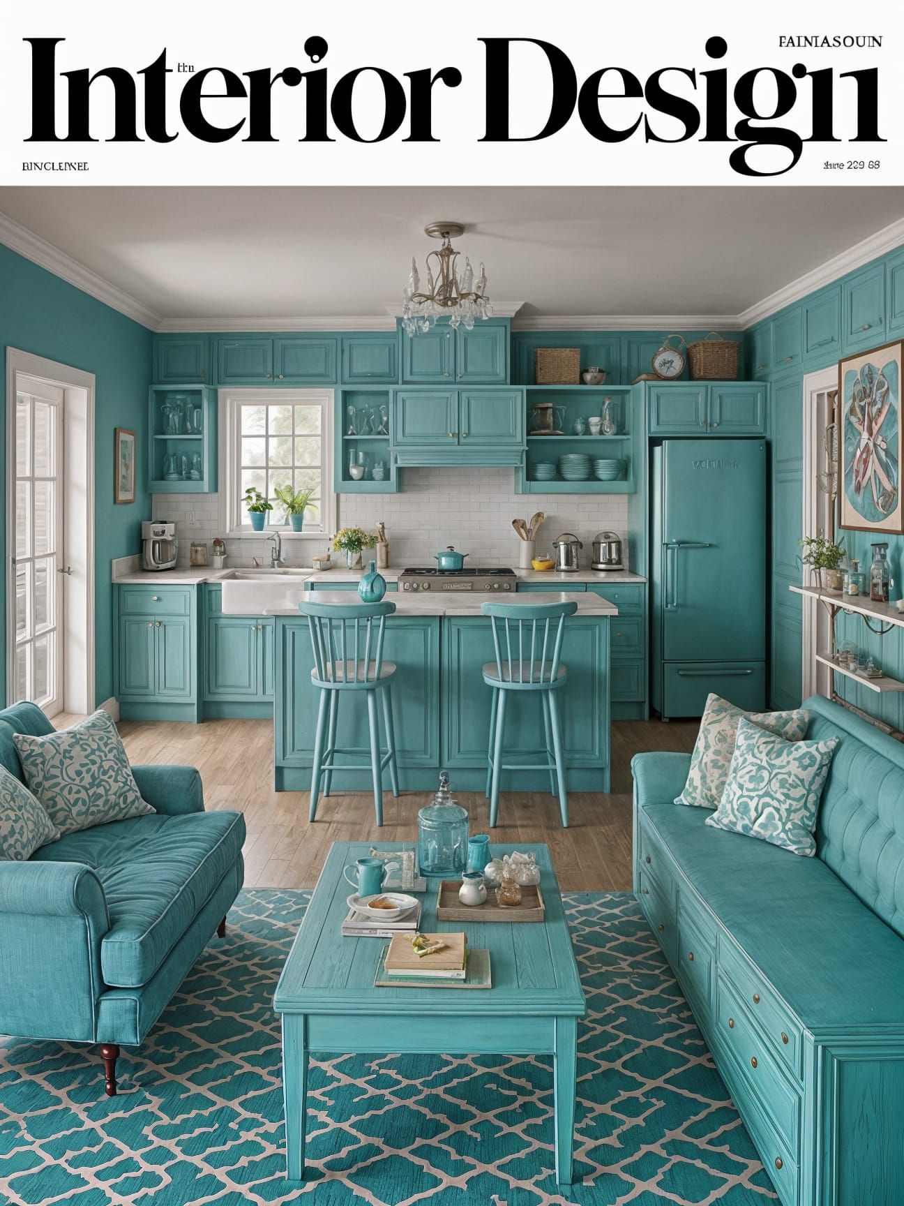 1950s Turquoise Interior Design Magazine Cover