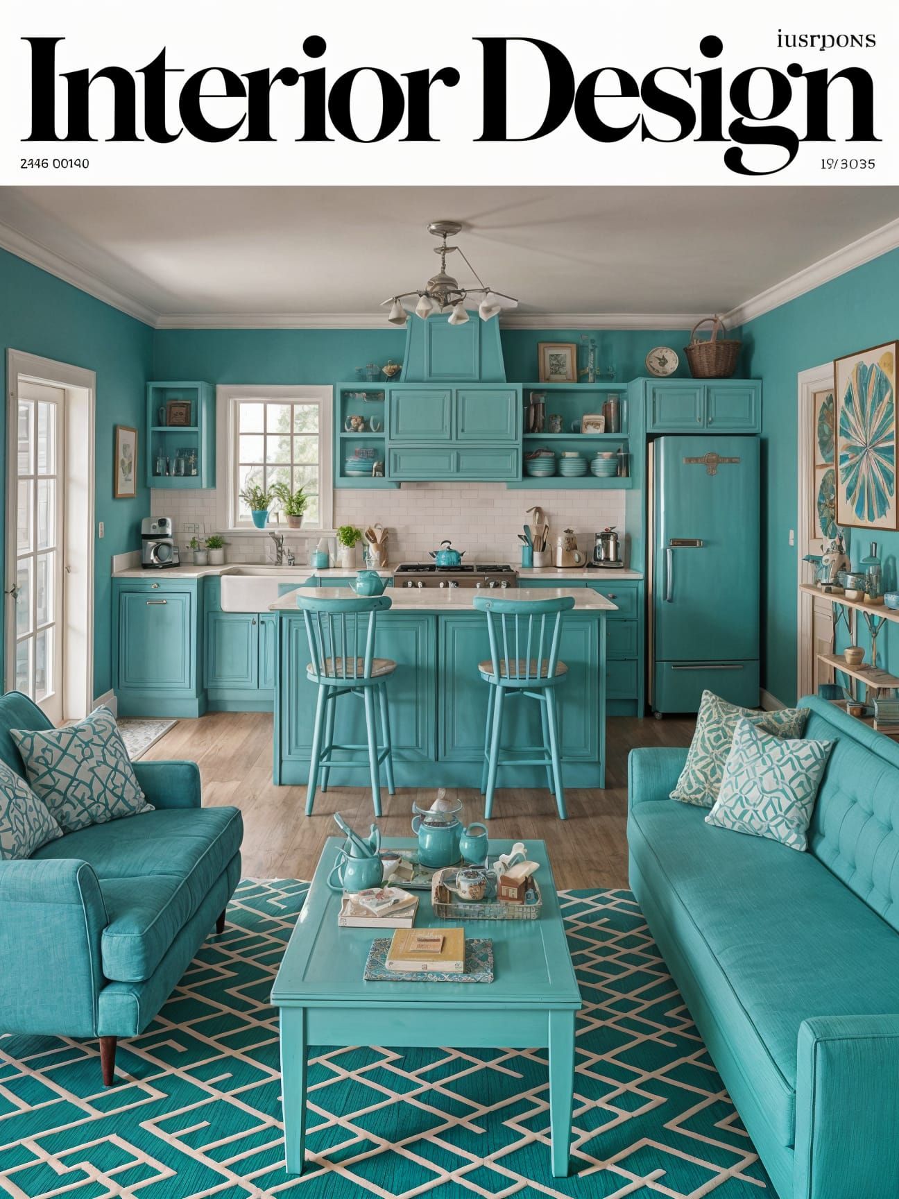 1950s Turquoise Style Living Room Design